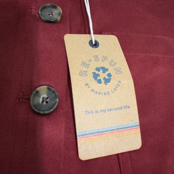 Marine Layer Re-Spun Myra Mini Skirt Cabernet Button-Front (8) front pockets new - Picture 4 of 11